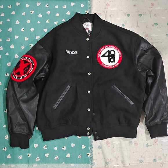 Supreme x 40 Acres Malcolm x Varsity Black Jacket - Picture 1 of 8